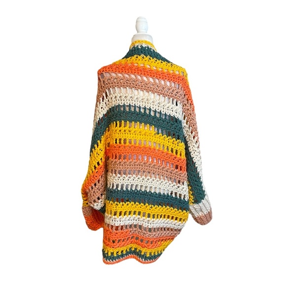 Crochet Handmade Waterfall Open Halloween Candy Corn Cardigan - Picture 5 of 5